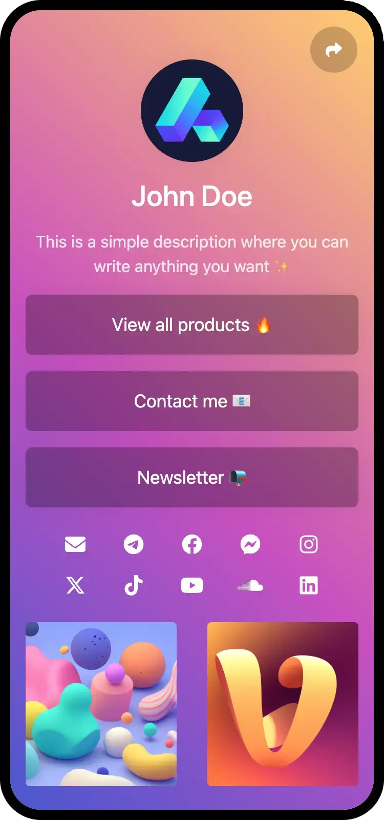 Captura de pantalla de ejemplos de página de biolink